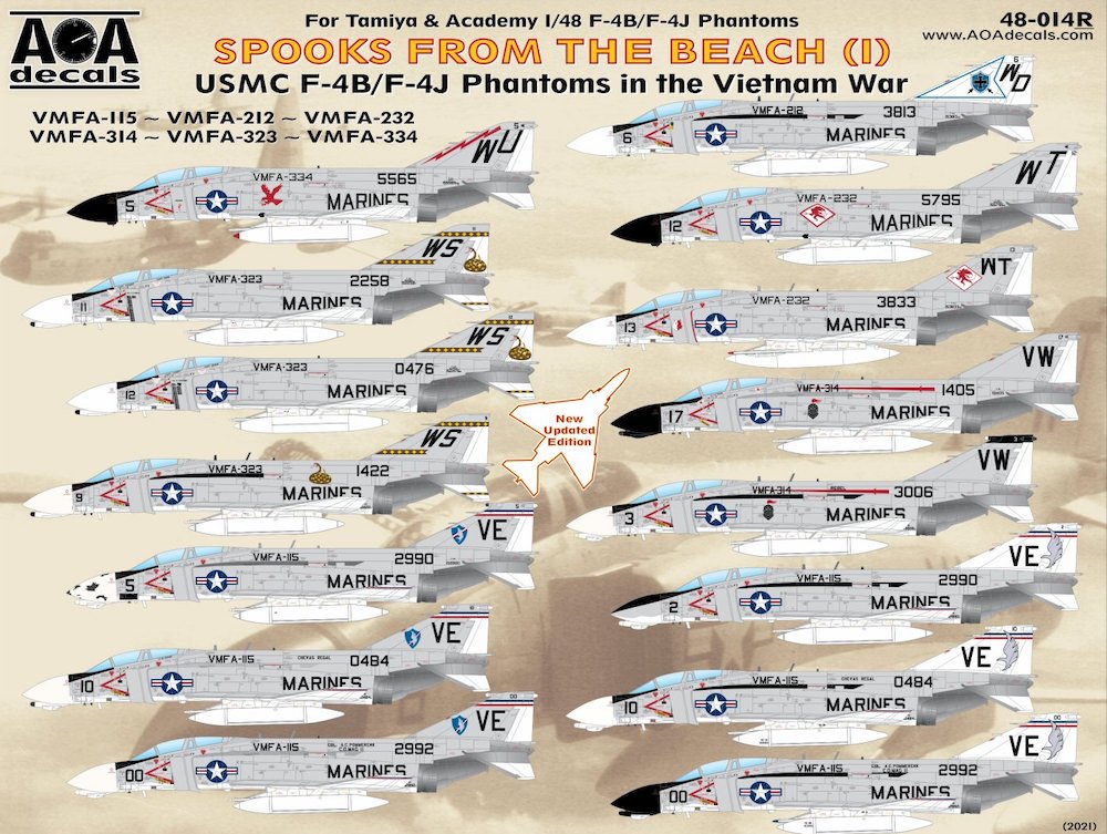 AOA Decals 48-014R 1:48 UPDATED SPOOKS FROM THE BEACH (