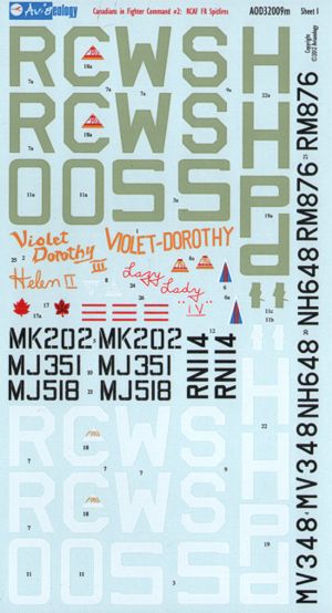 Aviaeology AOD32009M2 1:32 RCAF Fighter Recce Supermarine Spitfires