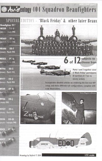 Aviaeology AOD320101 1:32 404 Sqn Bristol Beaufighters - Black Friday & Later Part 1