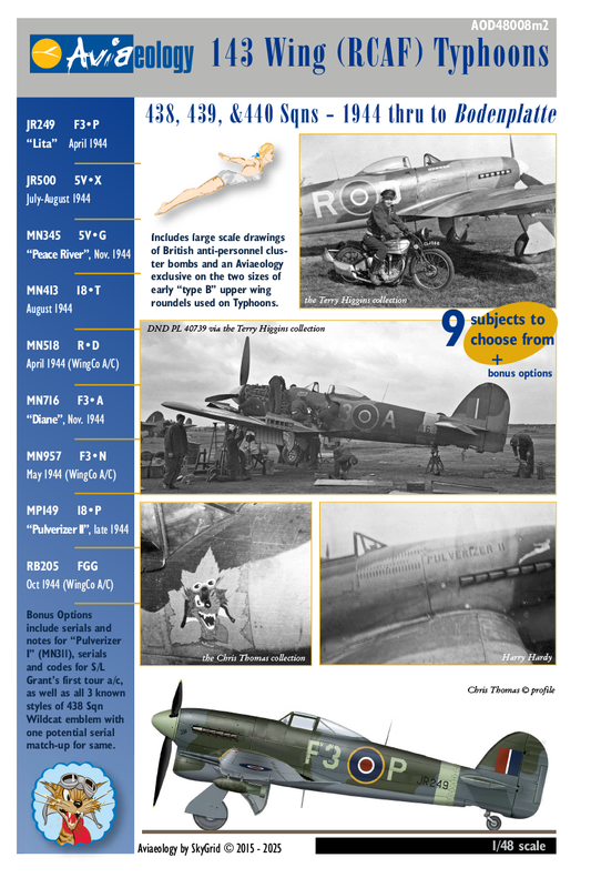 Aviaeology AOD48008M2 1:48 RCAF Hawker Typhoons - 1944 to Bodenplatte