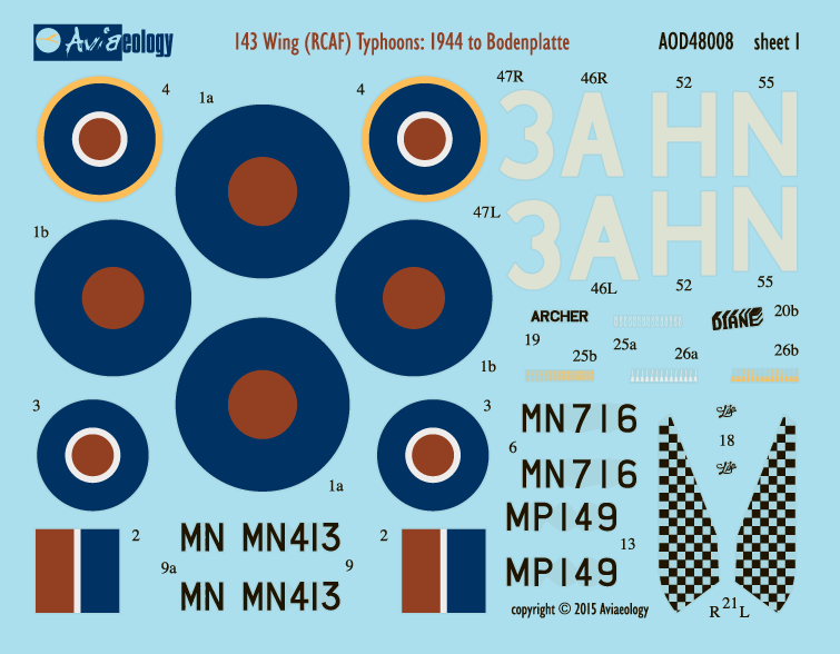 Aviaeology AOD48008M2 1:48 RCAF Hawker Typhoons - 1944 to Bodenplatte