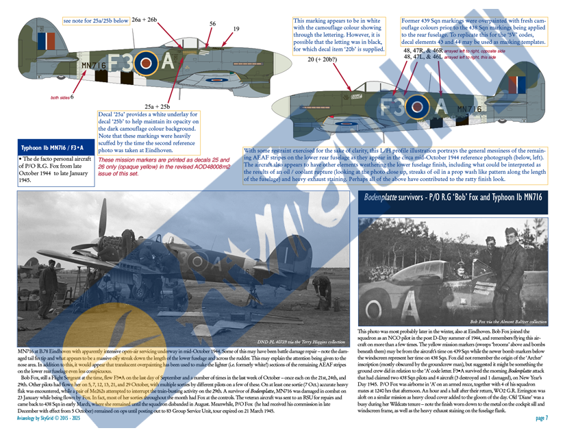 Aviaeology AOD48008M2 1:48 RCAF Hawker Typhoons - 1944 to Bodenplatte