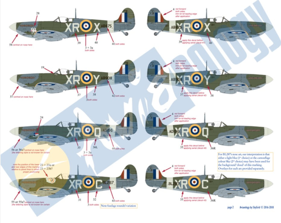 Aviaeology AOD48019M 1:48 Eagle Squadron Spitfire Mk.VBs: The American Volunteers of 71, 121, & 133 Sqns	Decals & Docs