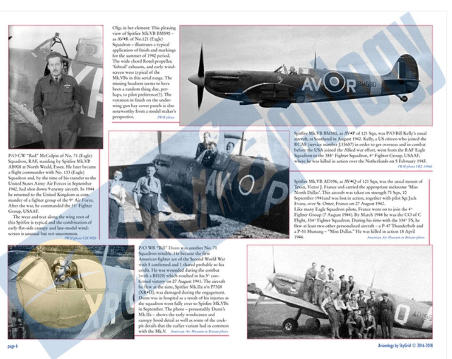 Aviaeology AOD48019M 1:48 Eagle Squadron Spitfire Mk.VBs: The American Volunteers of 71, 121, & 133 Sqns	Decals & Docs