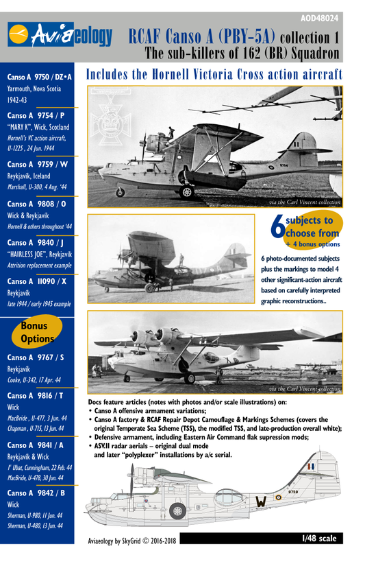 Aviaeology AOD48024 1:48 RCAF Canso A sub-killers of 162 (BR) Sqn