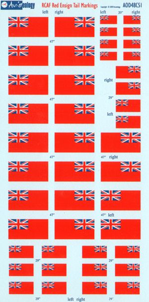 Aviaeology AOD48C51 1:48 Royal Canadian Air Force Red Ensign and Canadian Shield Tail Markings 1954 1965