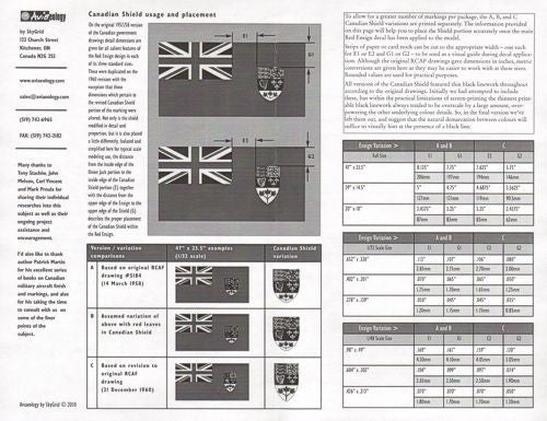 Aviaeology AOD48C51 1:48 Royal Canadian Air Force Red Ensign and Canadian Shield Tail Markings 1954 1965