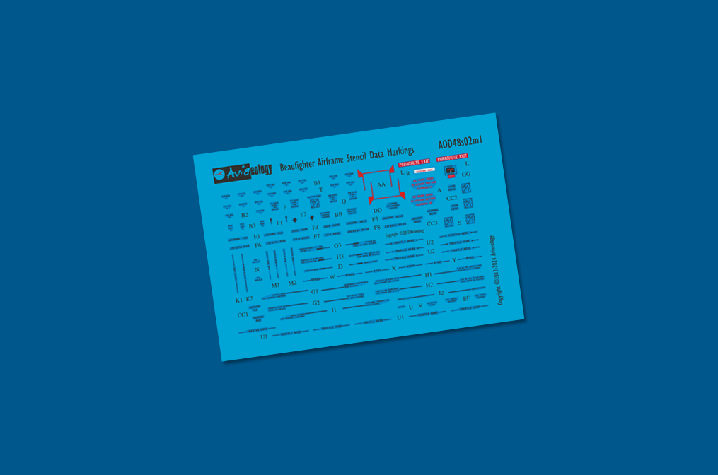 Aviaeology AOD48S02M1 1:48 Bristol Beaufighter airframe stencil/data markings
