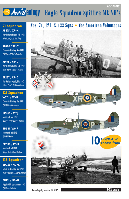 Aviaeology AOD72019 1:72 Eagle Squadron Supermarine Spitfire Mk.V
