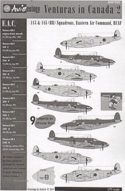 Aviaeology AOD72031 1:72 Lockheed PV-1 Ventura in Canada 2: RCAF Eastern Air Command