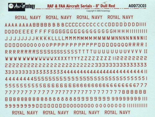 Aviaeology AOD72C03 1:72 RAF and FAA Aircraft Serials: 8' Dull Red