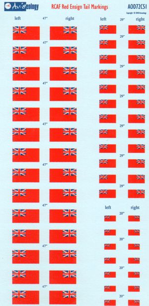Aviaeology AOD72C51 1:72 Royal Canadian Air Force Red Ensign and Canadian Shield Tail Markings