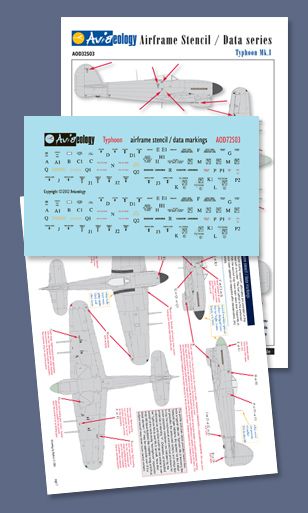 Aviaeology AOD72S03 1:72 Hawker Typhoon Mk.IB Airframe Stencil Data [Mk.I Mk.II Mk.V]