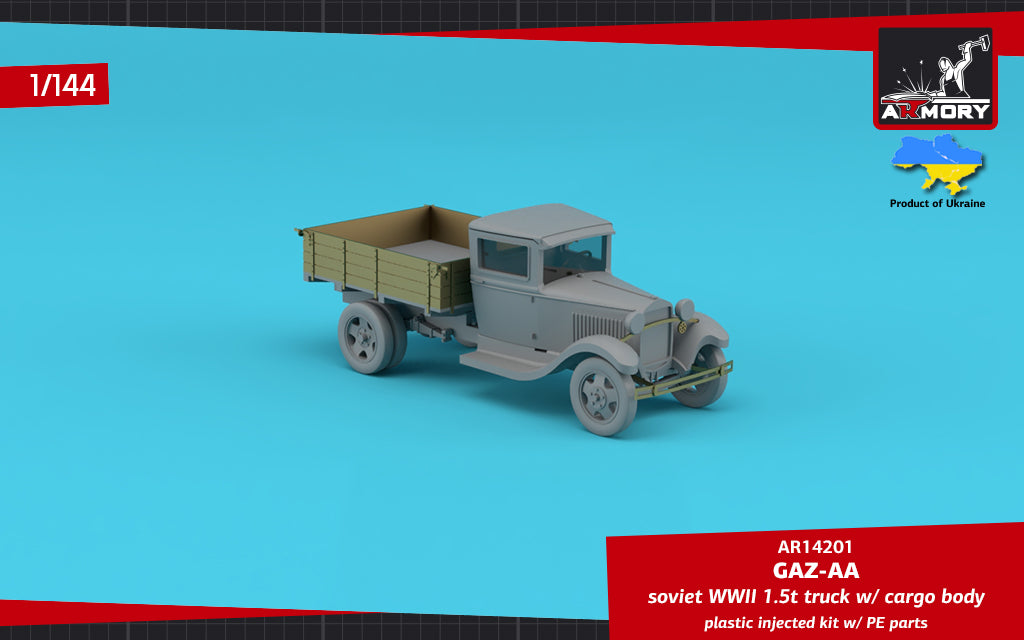 Armory 14201 1:144 GAZ-AA Soviet WWII cargo truck	 plastic injected kit w/PE parts