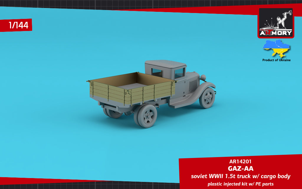 Armory 14201 1:144 GAZ-AA Soviet WWII cargo truck	 plastic injected kit w/PE parts