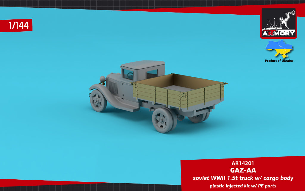 Armory 14201 1:144 GAZ-AA Soviet WWII cargo truck	 plastic injected kit w/PE parts