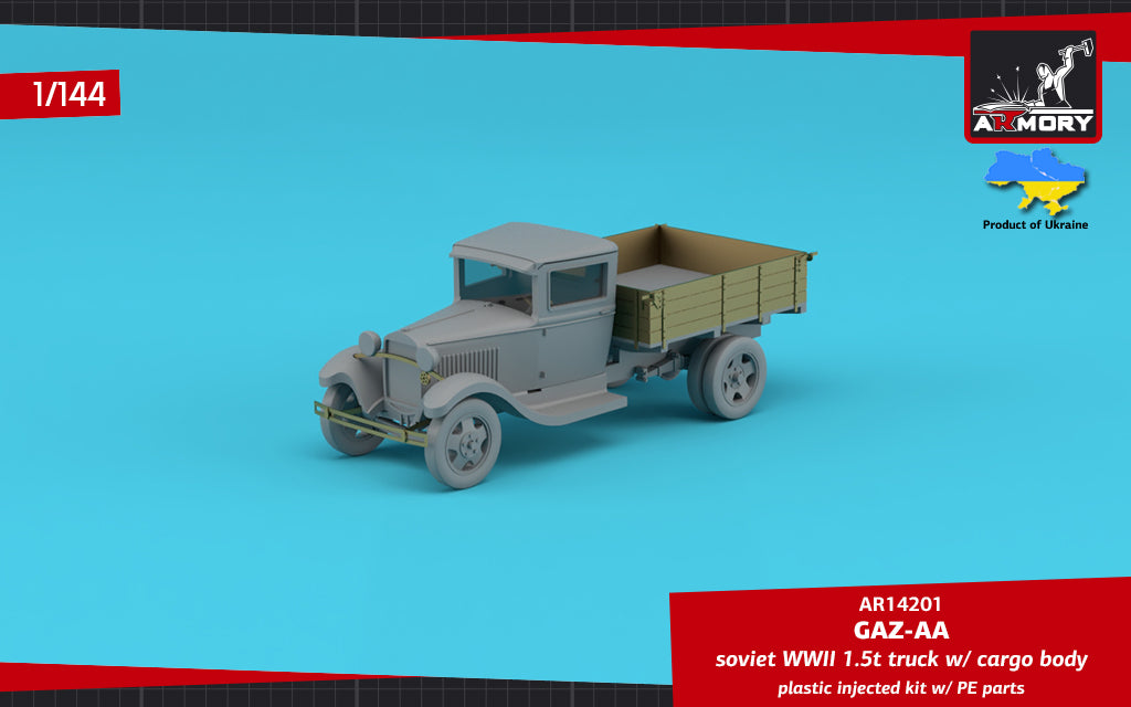 Armory 14201 1:144 GAZ-AA Soviet WWII cargo truck	 plastic injected kit w/PE parts