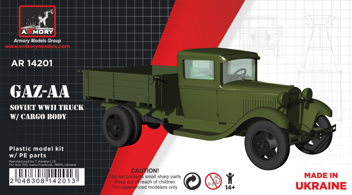 Armory 14201 1:144 GAZ-AA Soviet WWII cargo truck	 plastic injected kit w/PE parts