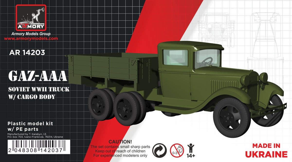 Armory 14203 1:144 GAZ-AAA Soviet WWII cargo truck plastic injected kit w/PE parts