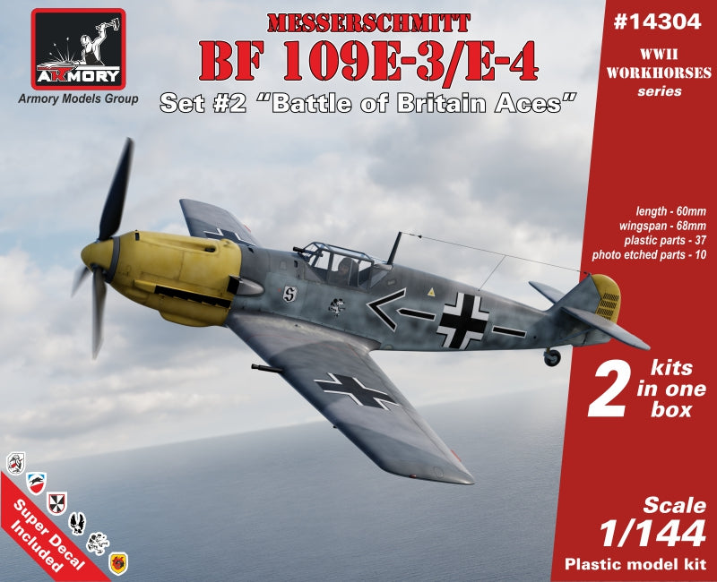 Armory AR14304 1:144 Messerschmitt Bf-109E-3 and Bf-109E-4, set #2 'Battle of Britain Aces',