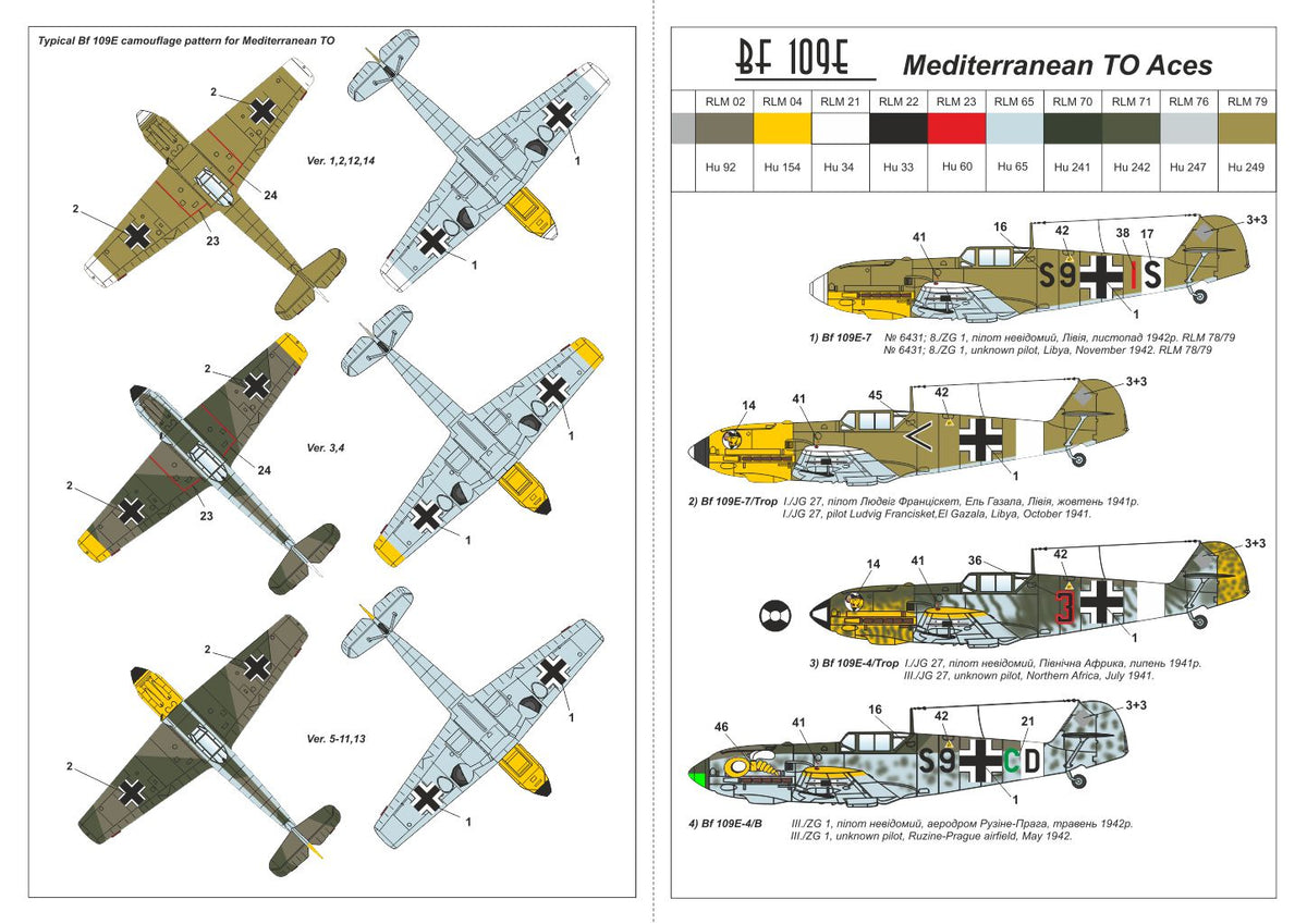 Armory 14305 1:144 Messerschmitt Bf-109E-4/E-7 'Mediterranean TO Aces' plastic injected kit with PE parts