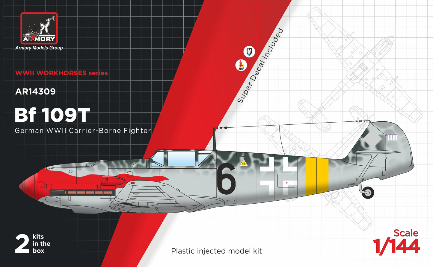 Armory AR14309 1:144 Messerschmitt Bf-109T - 2 kits in box