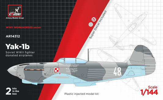Armory 14312 1:144 Yakovlev Yak-1b Donated Airplanes, Soviet WWII fighter 'plastic injected kit with PE parts, superdecal'