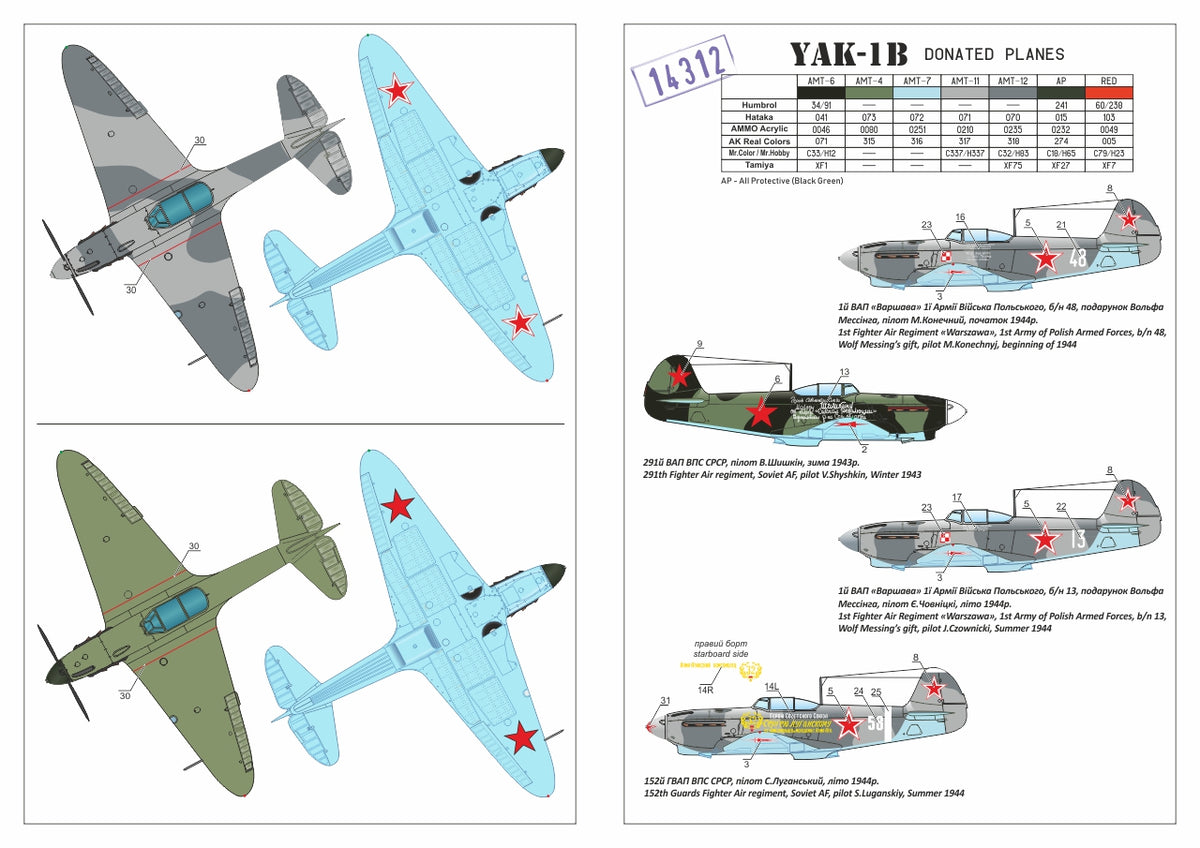 Armory 14312 1:144 Yakovlev Yak-1b Donated Airplanes, Soviet WWII fighter 'plastic injected kit with PE parts, superdecal'