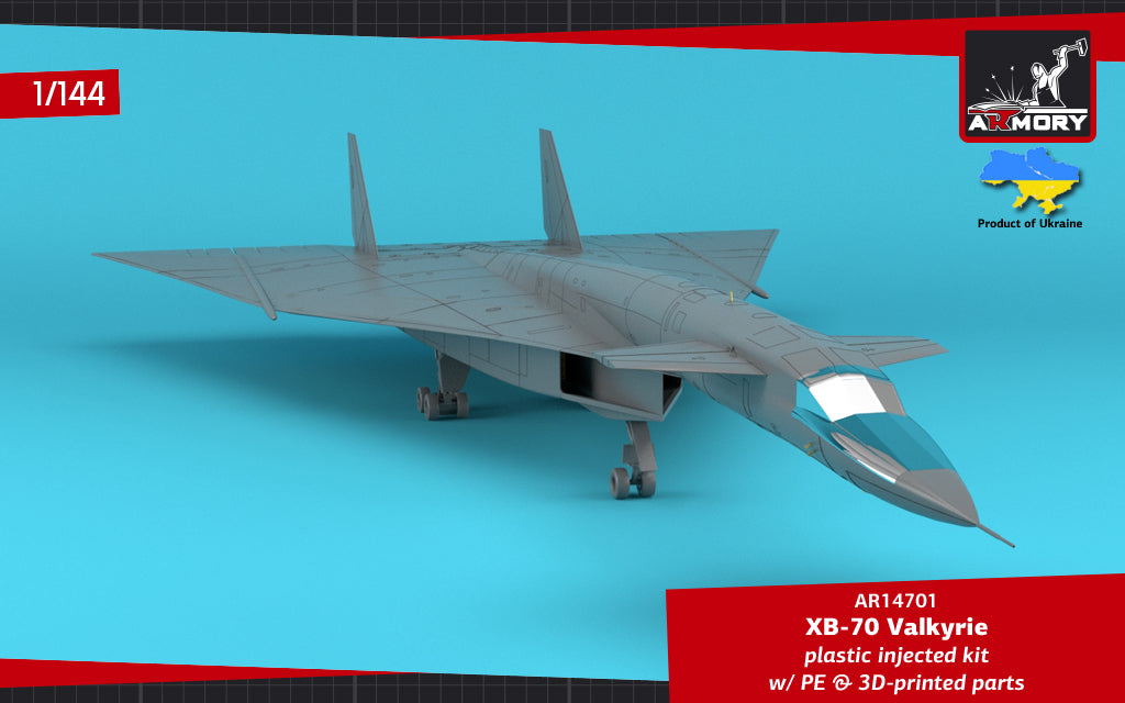 Armory 14701 1:144 North-American XB-70 Valkyrie Strategic Bomber. Plastic injected kit with etched parts