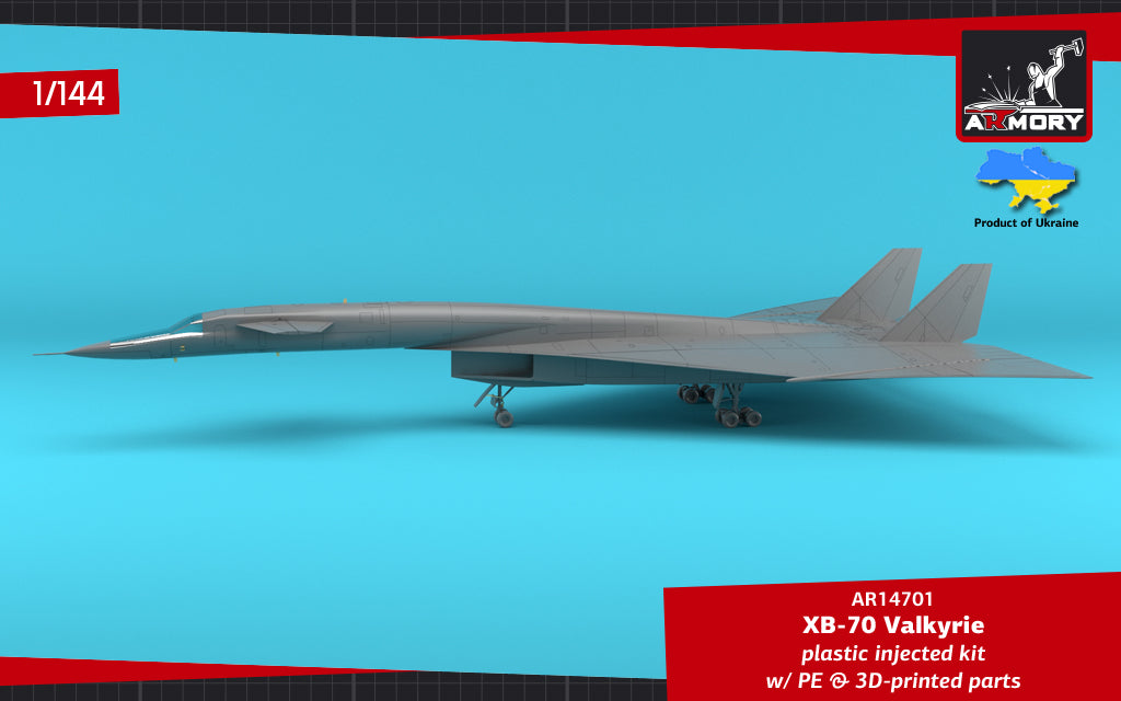 Armory 14701 1:144 North-American XB-70 Valkyrie Strategic Bomber. Plastic injected kit with etched parts