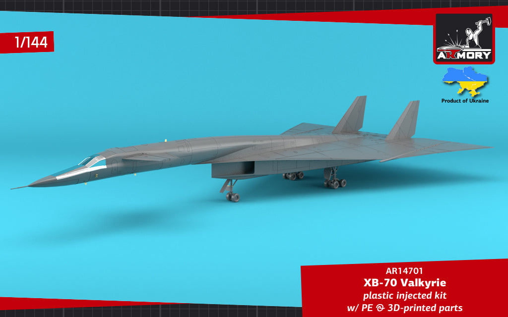 Armory 14701 1:144 North-American XB-70 Valkyrie Strategic Bomber. Plastic injected kit with etched parts