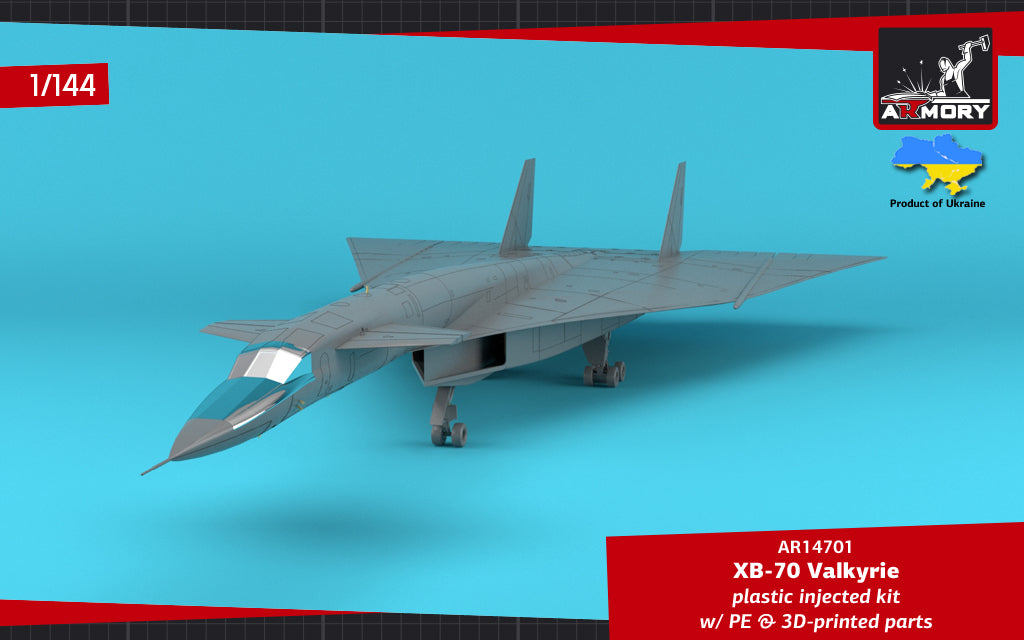 Armory 14701 1:144 North-American XB-70 Valkyrie Strategic Bomber. Plastic injected kit with etched parts