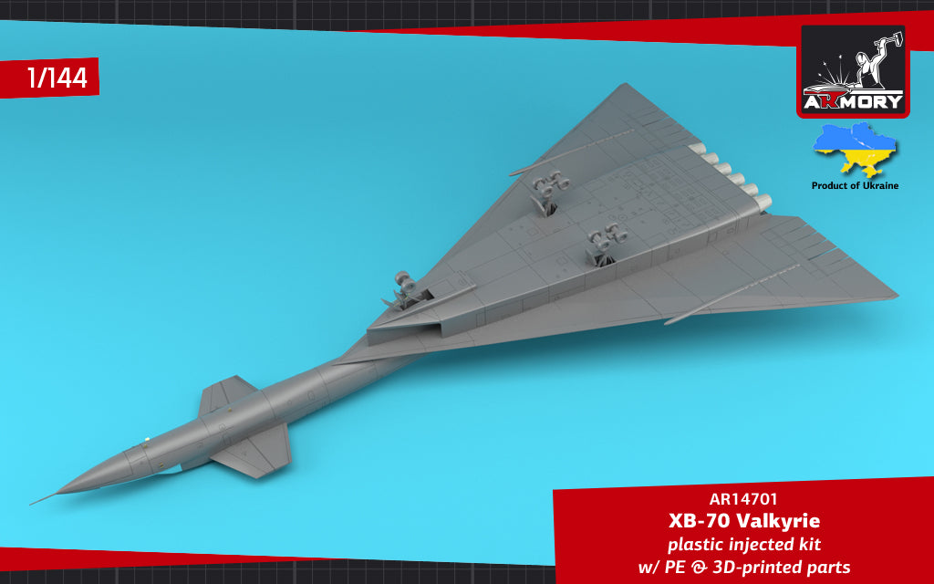 Armory 14701 1:144 North-American XB-70 Valkyrie Strategic Bomber. Plastic injected kit with etched parts
