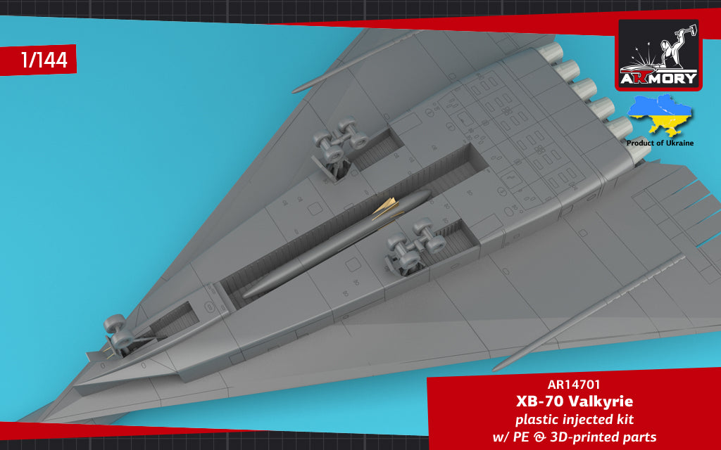 Armory 14701 1:144 North-American XB-70 Valkyrie Strategic Bomber. Plastic injected kit with etched parts