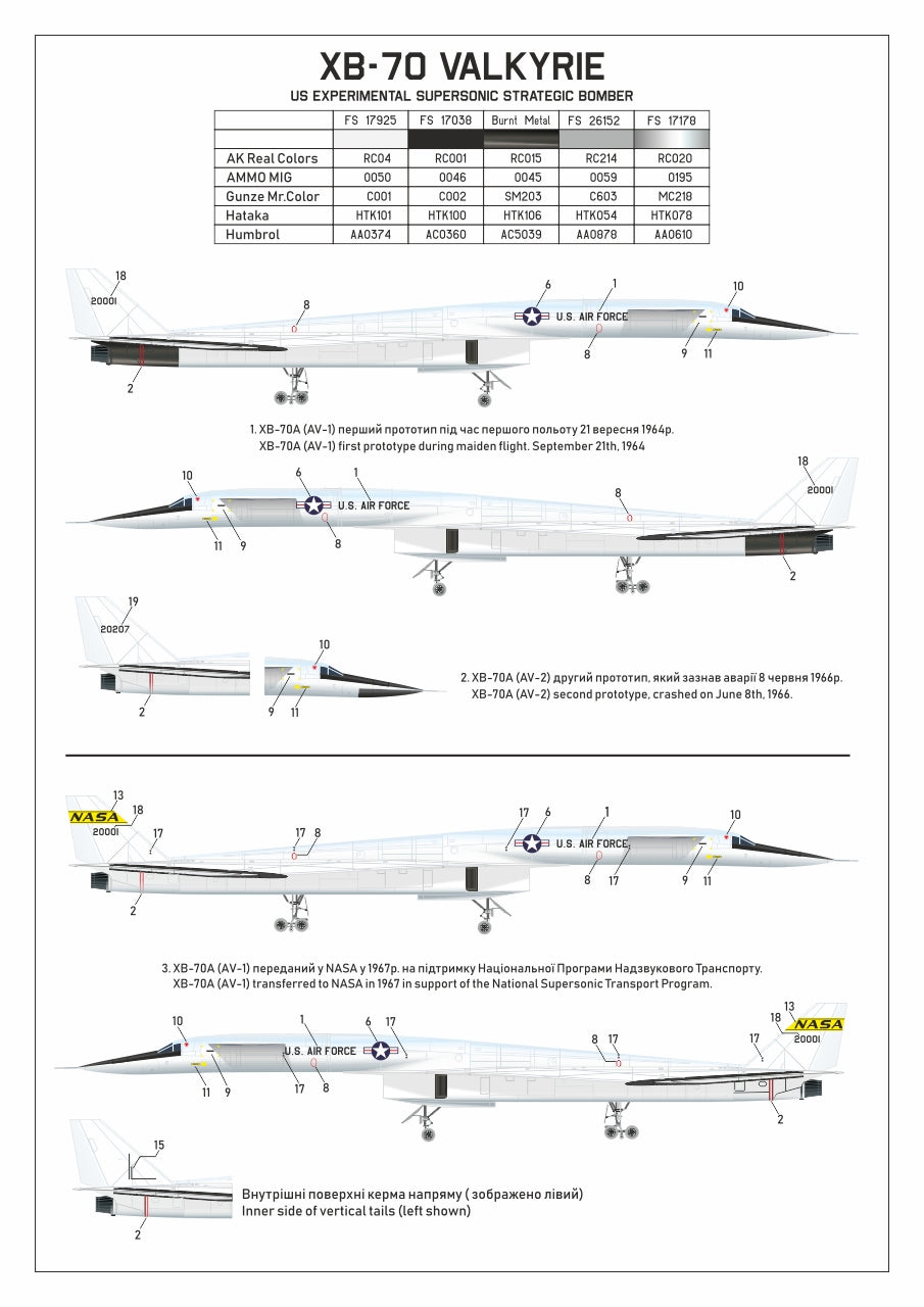 Armory 14701 1:144 North-American XB-70 Valkyrie Strategic Bomber. Plastic injected kit with etched parts