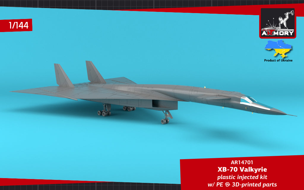 Armory 14701 1:144 North-American XB-70 Valkyrie Strategic Bomber. Plastic injected kit with etched parts
