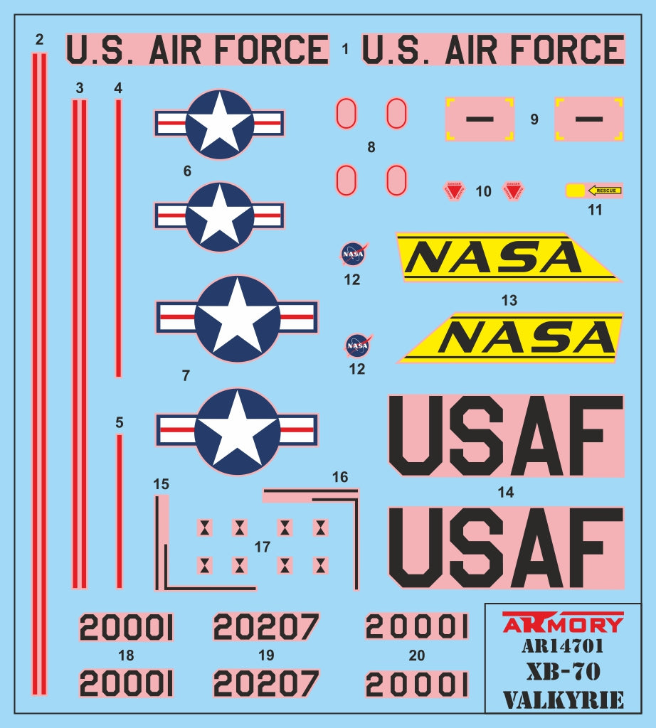 Armory 14701 1:144 North-American XB-70 Valkyrie Strategic Bomber. Plastic injected kit with etched parts