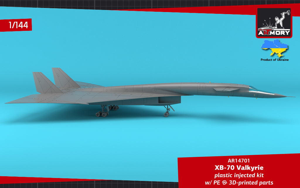 Armory 14701 1:144 North-American XB-70 Valkyrie Strategic Bomber. Plastic injected kit with etched parts