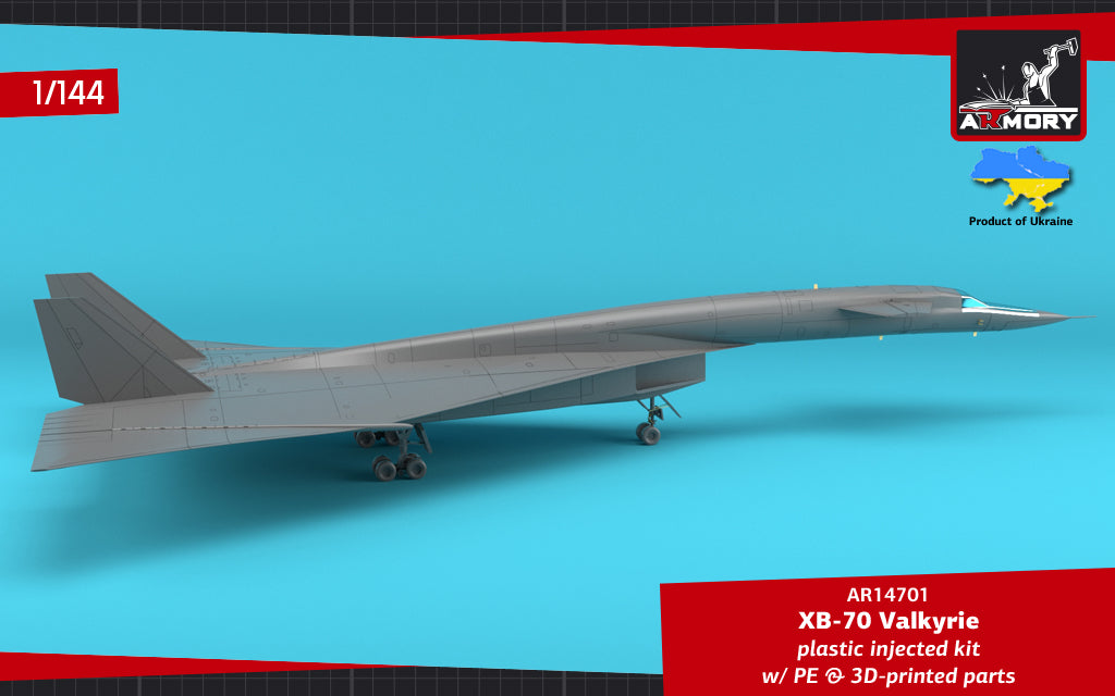 Armory 14701 1:144 North-American XB-70 Valkyrie Strategic Bomber. Plastic injected kit with etched parts