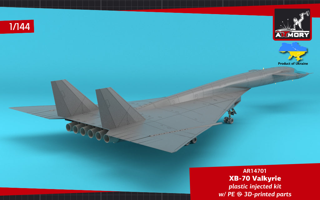 Armory 14701 1:144 North-American XB-70 Valkyrie Strategic Bomber. Plastic injected kit with etched parts
