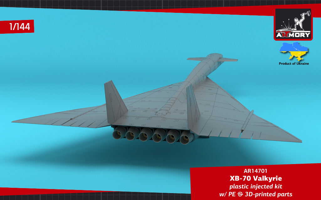 Armory 14701 1:144 North-American XB-70 Valkyrie Strategic Bomber. Plastic injected kit with etched parts