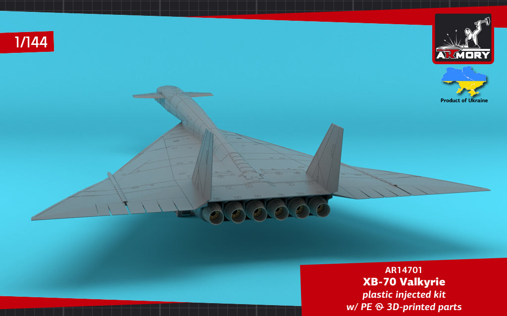 Armory 14701 1:144 North-American XB-70 Valkyrie Strategic Bomber. Plastic injected kit with etched parts