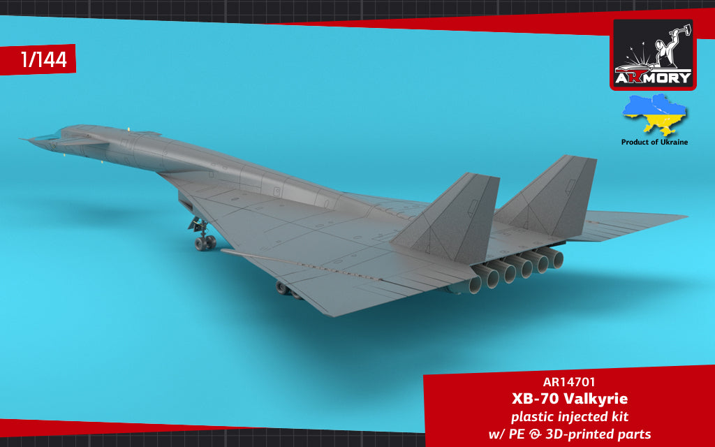 Armory 14701 1:144 North-American XB-70 Valkyrie Strategic Bomber. Plastic injected kit with etched parts