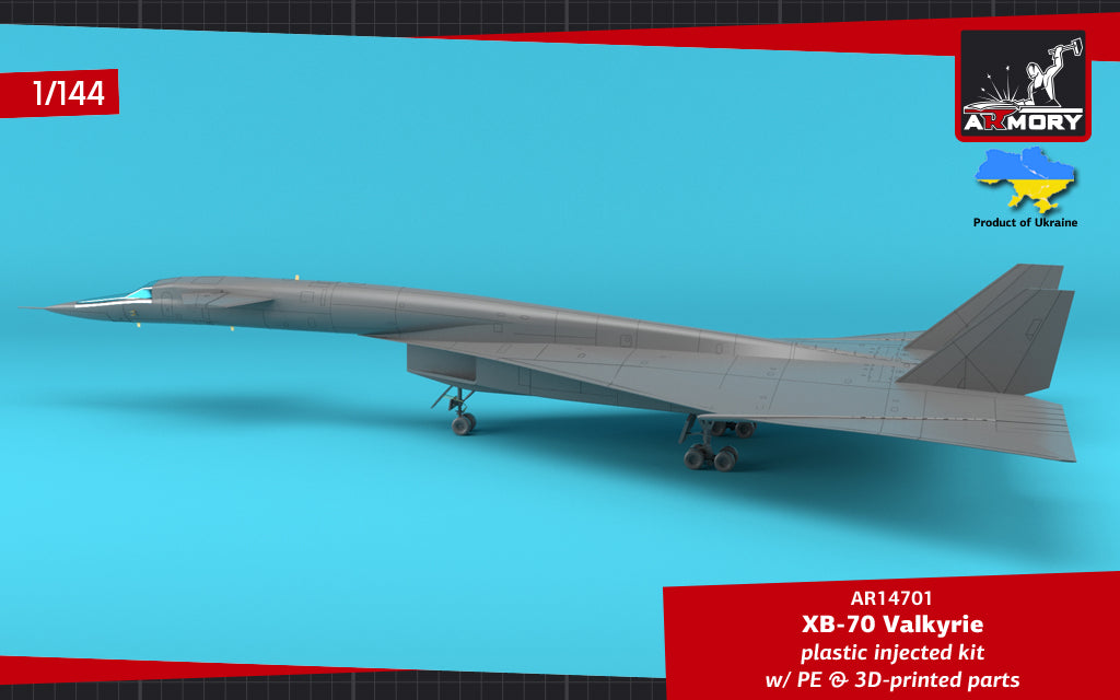 Armory 14701 1:144 North-American XB-70 Valkyrie Strategic Bomber. Plastic injected kit with etched parts