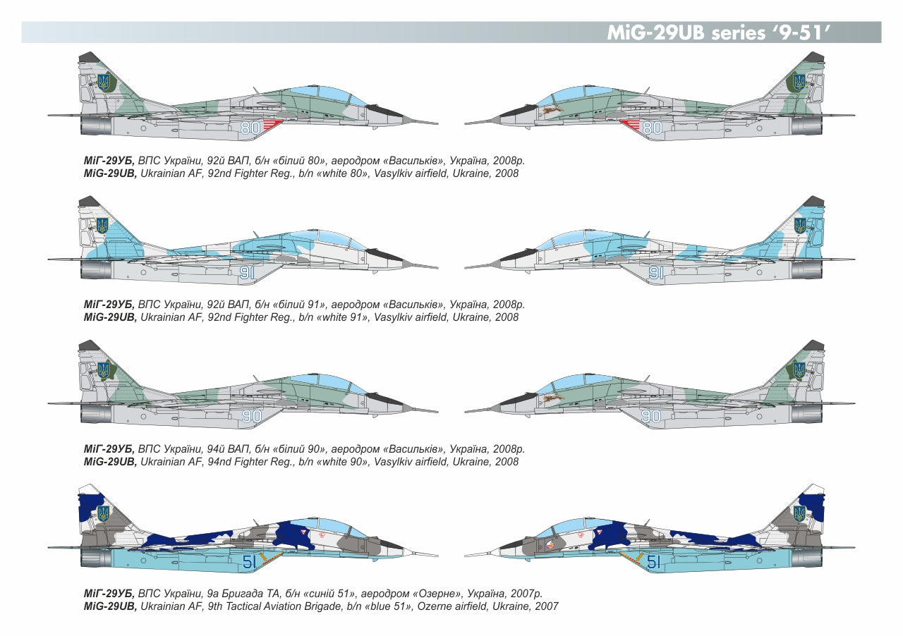 Armory AR14711 1:144 MiG-29UB Fulcrum B 9-51 'Early years of Ukrainian AF', set #3 Pt.3
