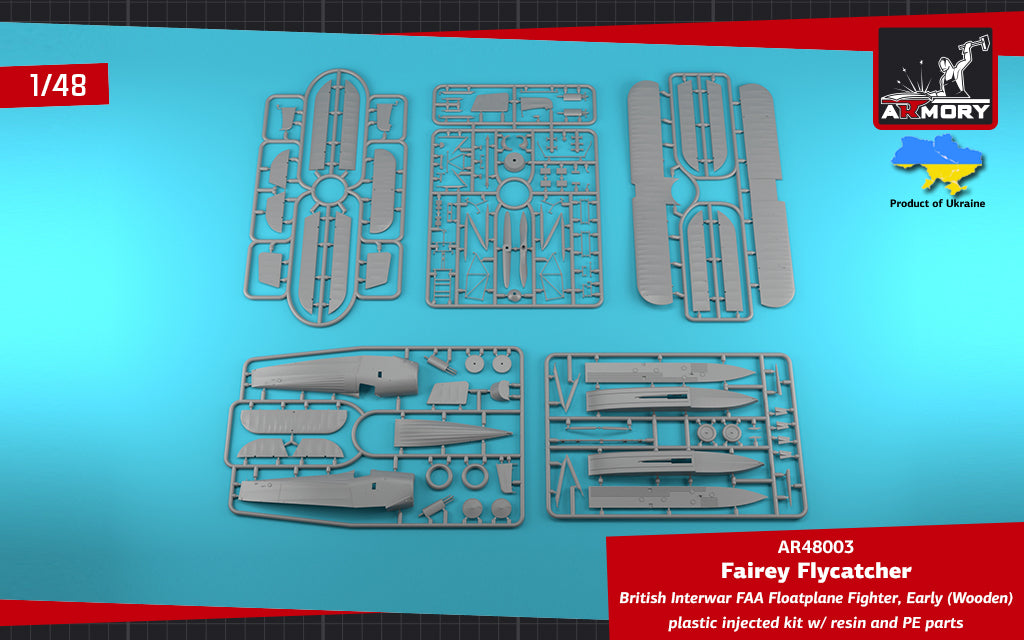 Armory 48003 1:48 Fairey Flycatcher floatplane on wooden floats	plastic injected kit with PE & resin parts