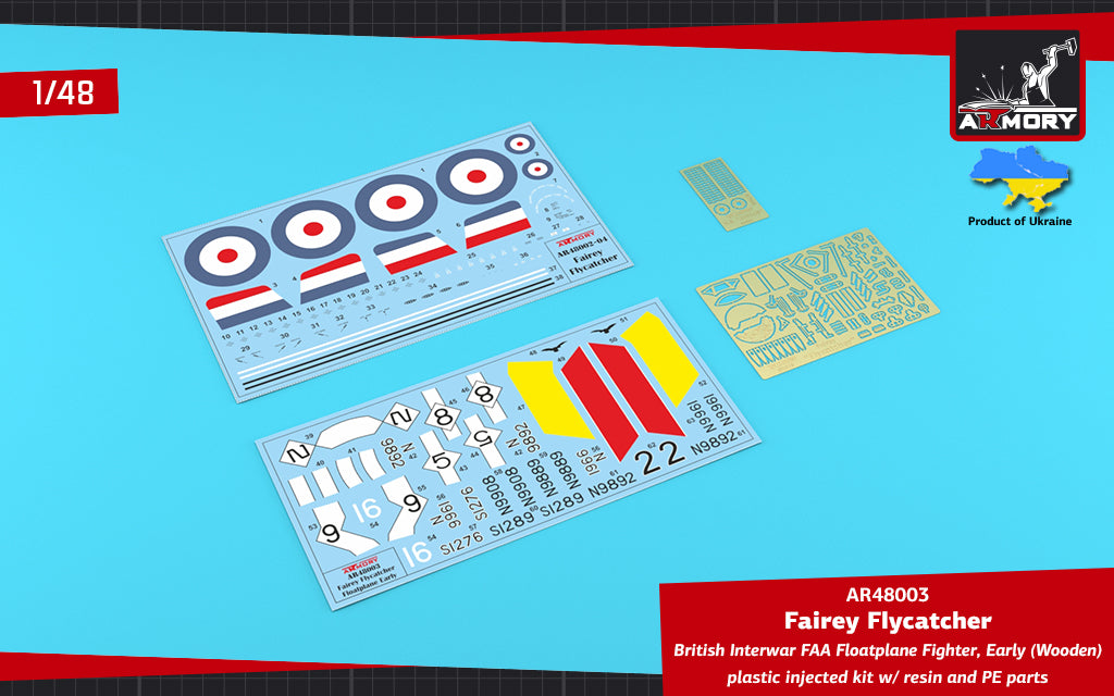 Armory 48003 1:48 Fairey Flycatcher floatplane on wooden floats	plastic injected kit with PE & resin parts