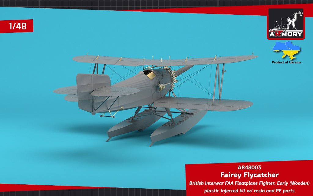 Armory 48003 1:48 Fairey Flycatcher floatplane on wooden floats	plastic injected kit with PE & resin parts