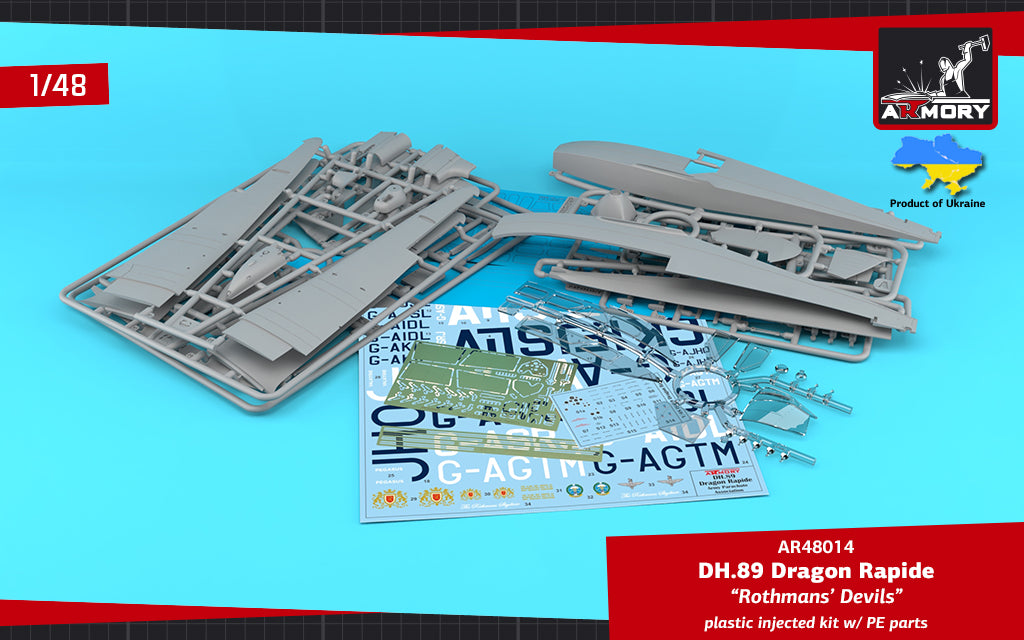 Armory AR48014 1:48 de Havilland DH.89 Dragon Rapide, Short-Haul Airliner, 'Rothmans' Devils' liveries