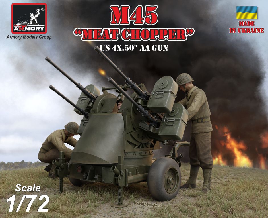 Armory 72239 1:72 M45 Quadmount, U.S. WWII 4x 12.7mm M2HB Turret on M20 trailer